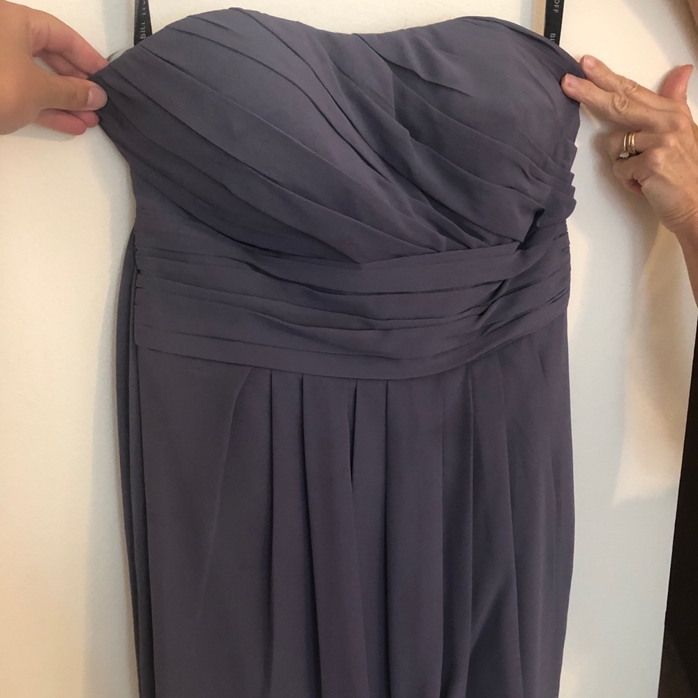 Bill Levkoff Strapless Gray Bridesmaid Dress